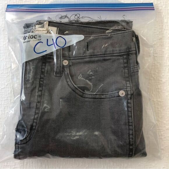 Madewell Stovepipe Grey Gray High Rise Jeans Size 25 Straight Leg Raw Hem - Picture 15 of 15